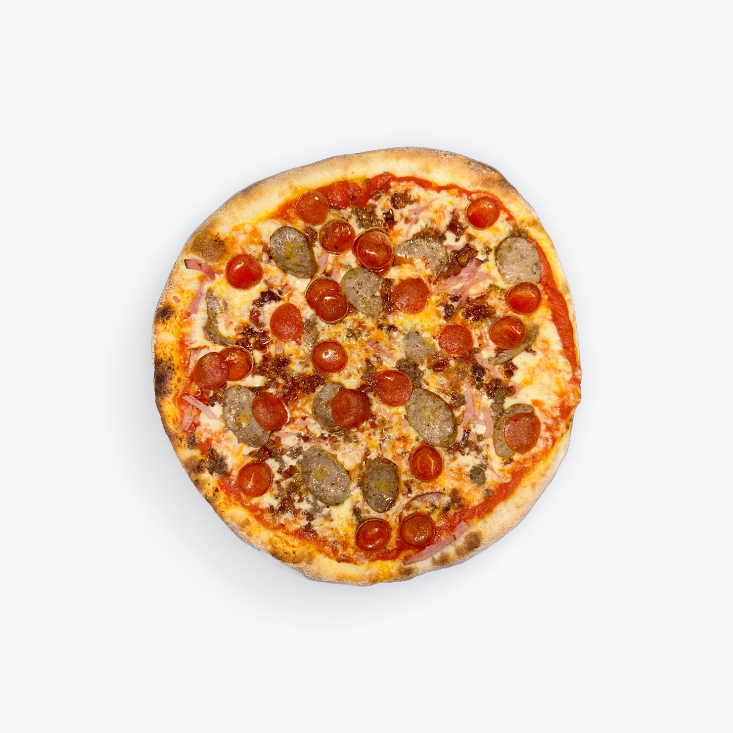 Pizza Post meat pizza with pepperoni and sausage